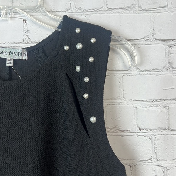 Almost Famous Black Bodycon Pearl Detail Dress Juniors Size XL Homecoming - Picture 3 of 5